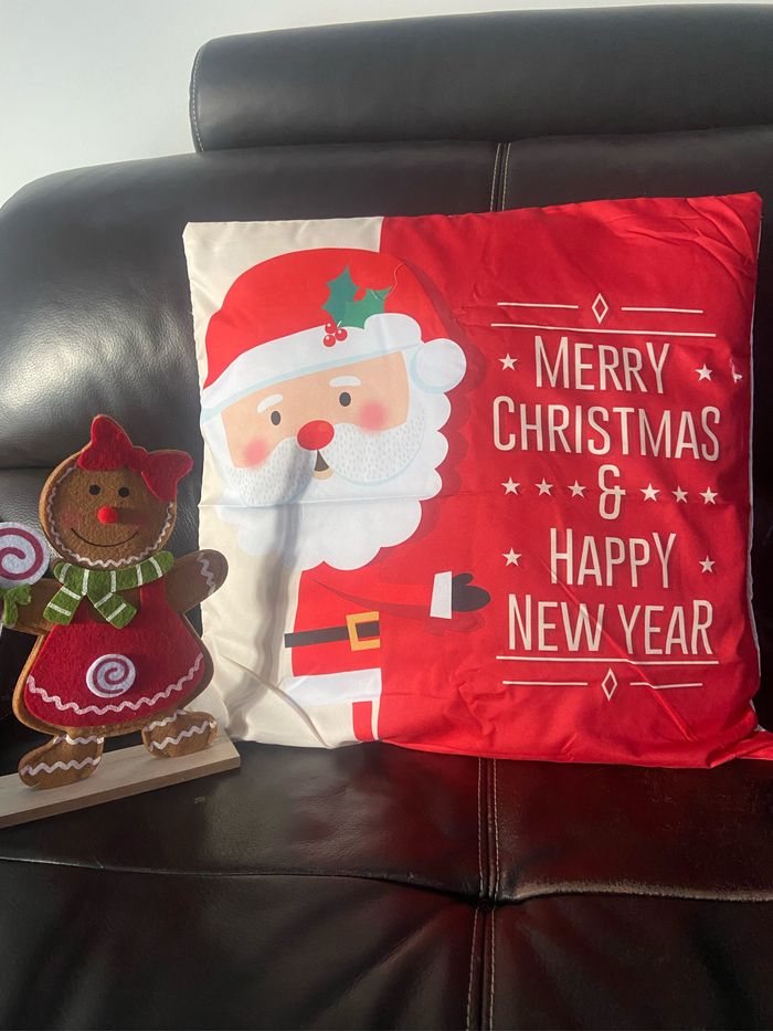 Housse de coussin / taie d’oreiller papa Noël (merry Christmas & happy new year)