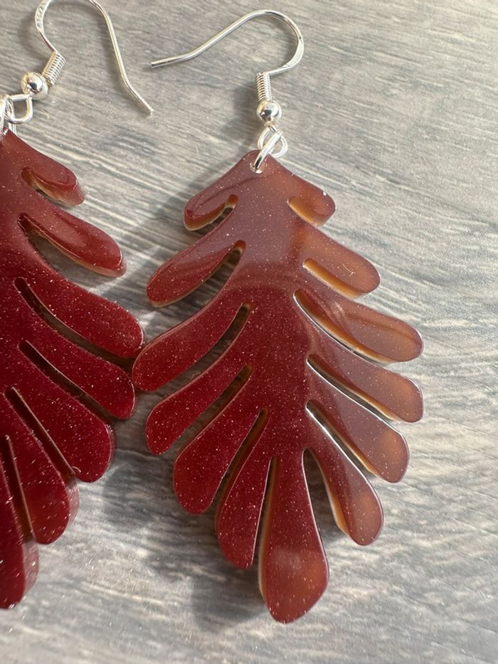 Boucles d'oreilles feuilles - photo numéro 3