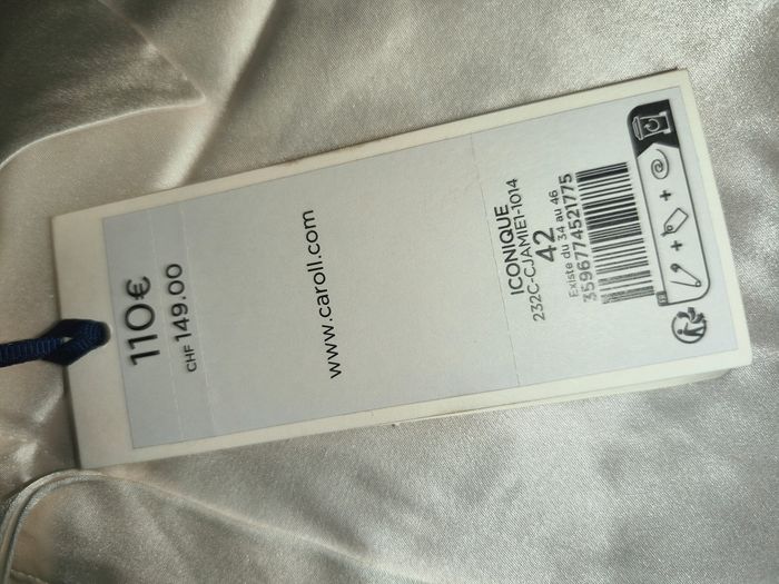 Chemise 100% soie Caroll 42 crème blanc cassé - photo numéro 2