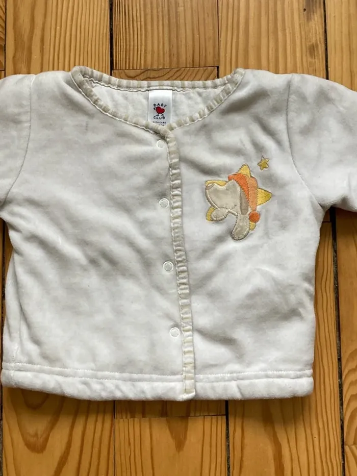 Veste chaude boutonnée 6 mois coton velour snoopy - photo numéro 2