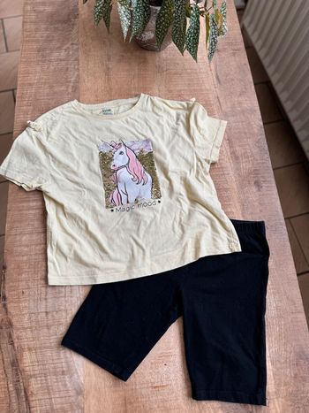 Ensemble haut sequins et cycliste 10 ans fille