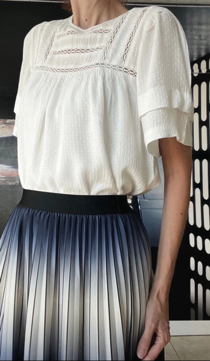 Blouse ample avec dentelle écrue Abi - photo numéro 2
