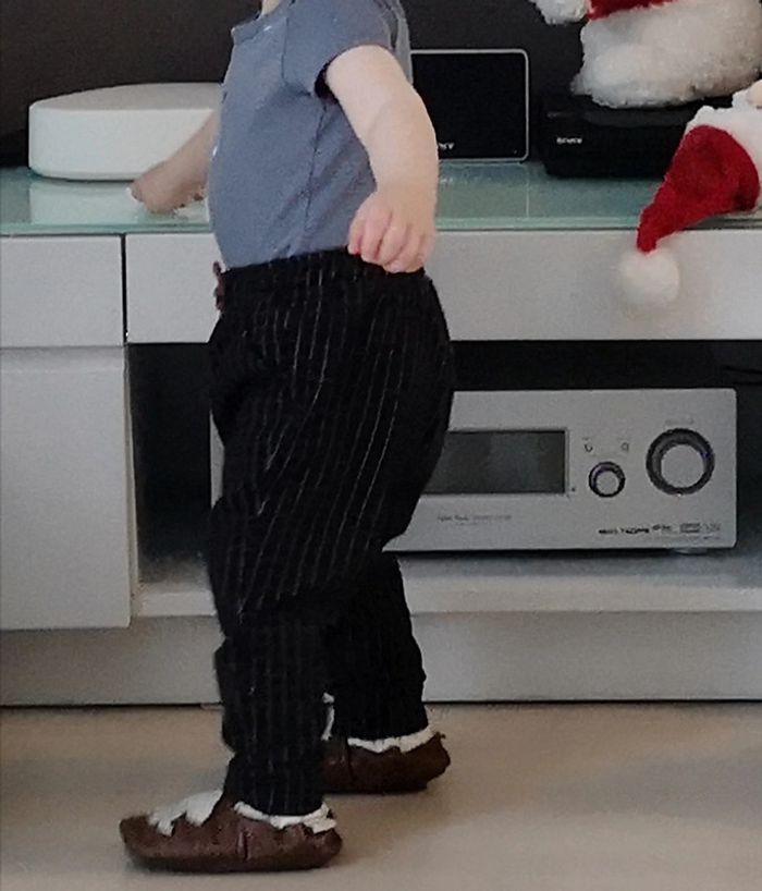 Pantalon en molleton bébé taille élastiquée - carreaux gris béton - photo numéro 5