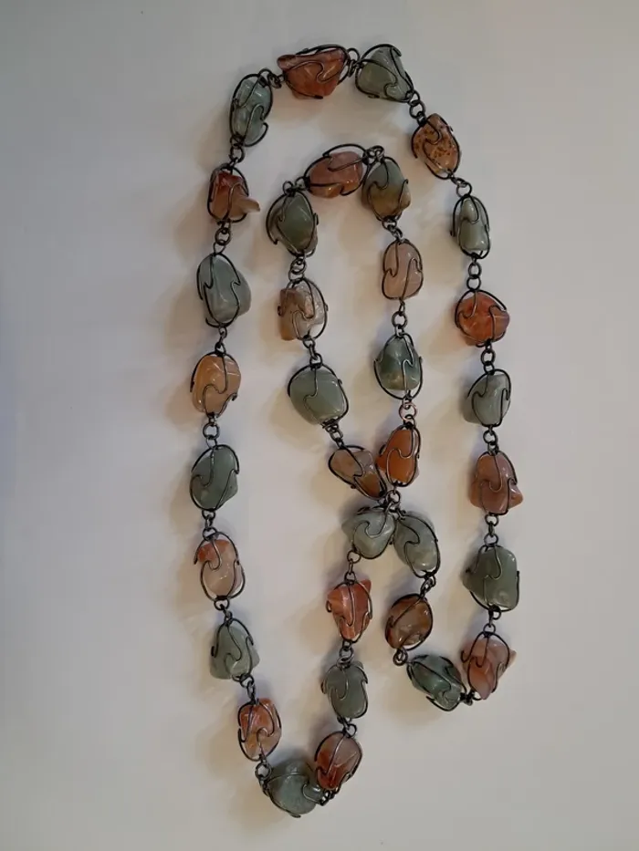 Grand collier vintage de pierres dures naturelles - photo numéro 2