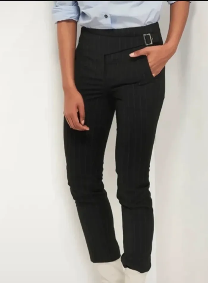 Bash pantalon marine à rayures blanc modèle bango taille 2/38 - photo numéro 2