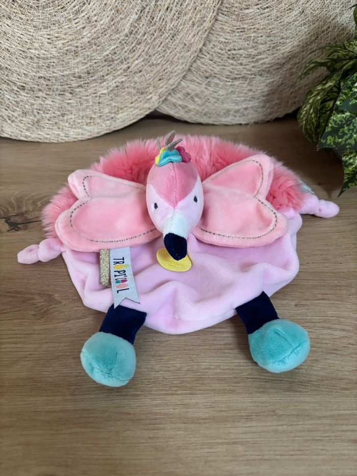 Doudou plat rond flamant rose tropi cool doudou et compagnie - photo numéro 3