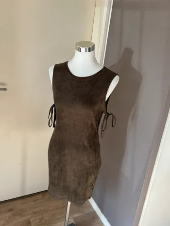 HF robe en peau de pêche, kaki, femme, taille 3/40