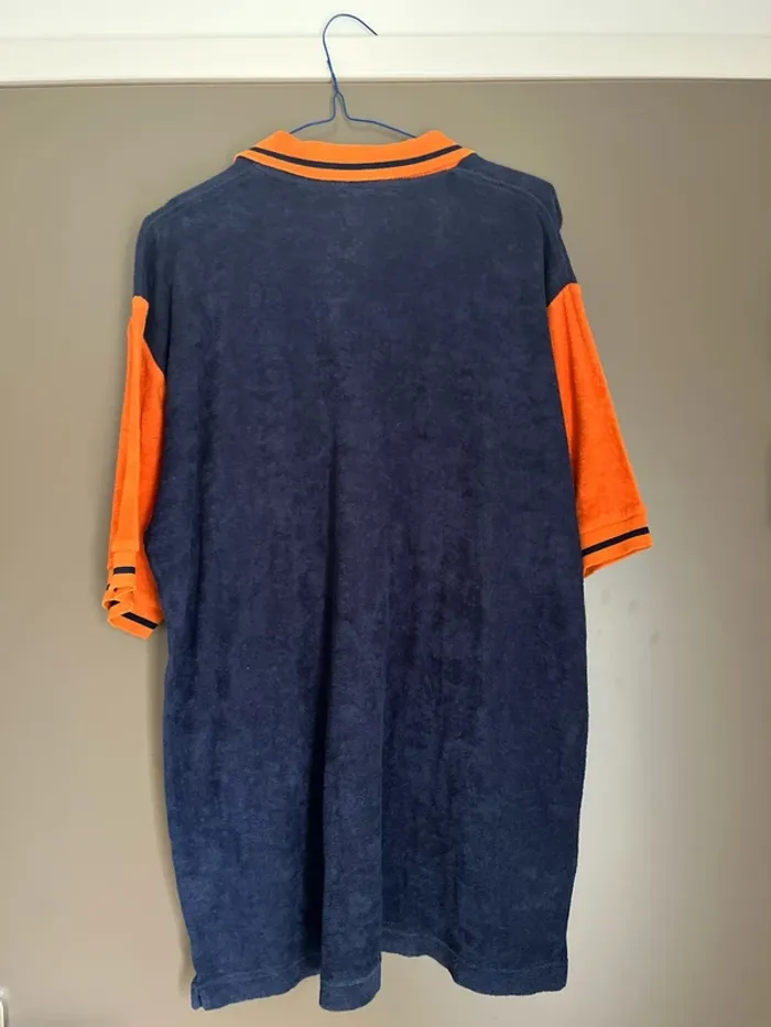 Polo homme manches courtes coton éponge bleu et orange taille L Zara - photo numéro 5