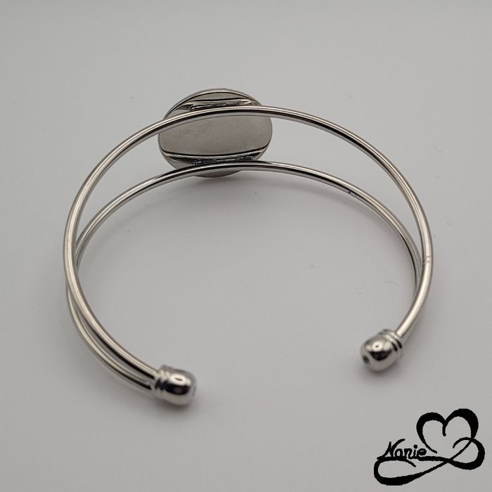 Jonc en résine argenté et bleu pailleté - photo numéro 5