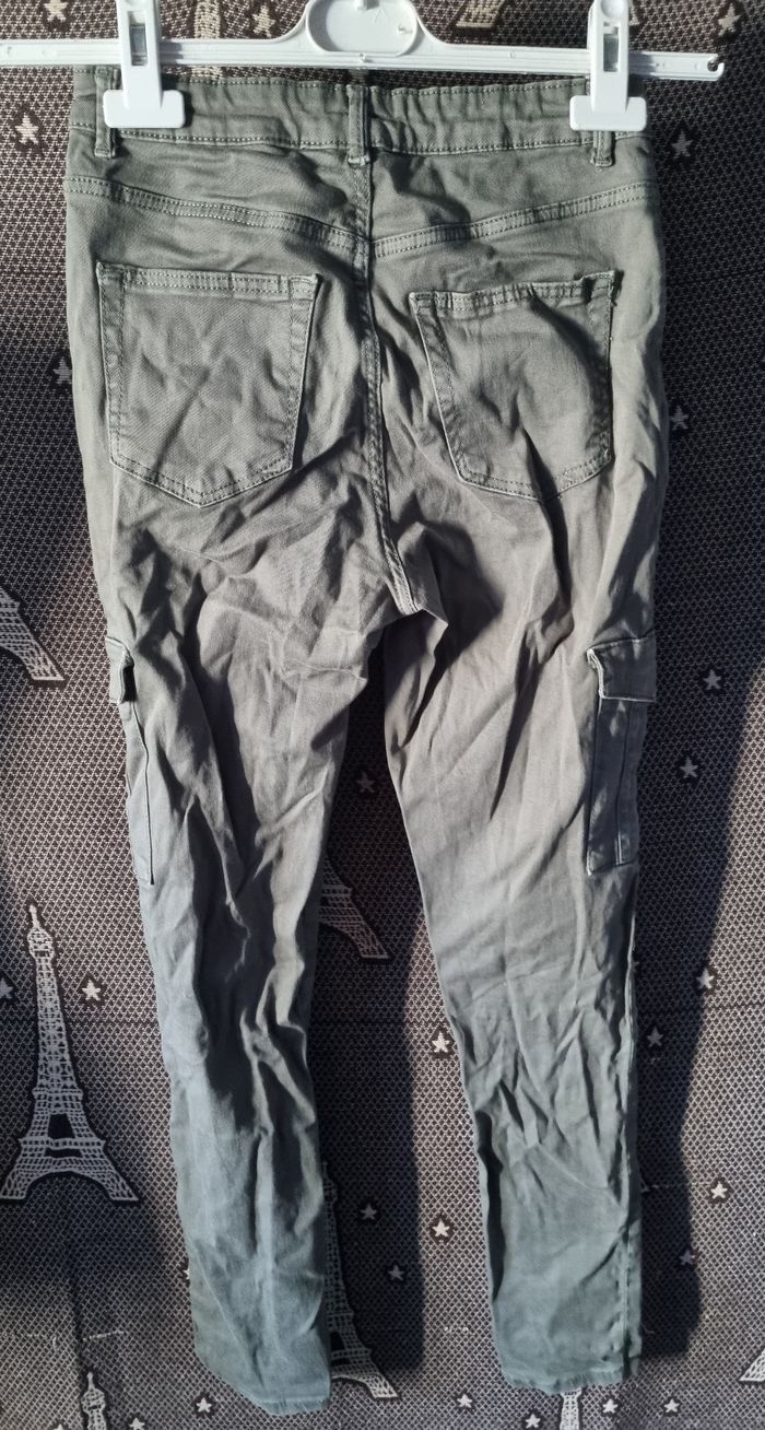 Jean skinny kaki style cargo taille XS 14ans - photo numéro 6