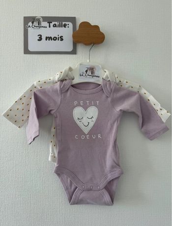Lot 2 bodies manches longues - taille 3 mois 🌸