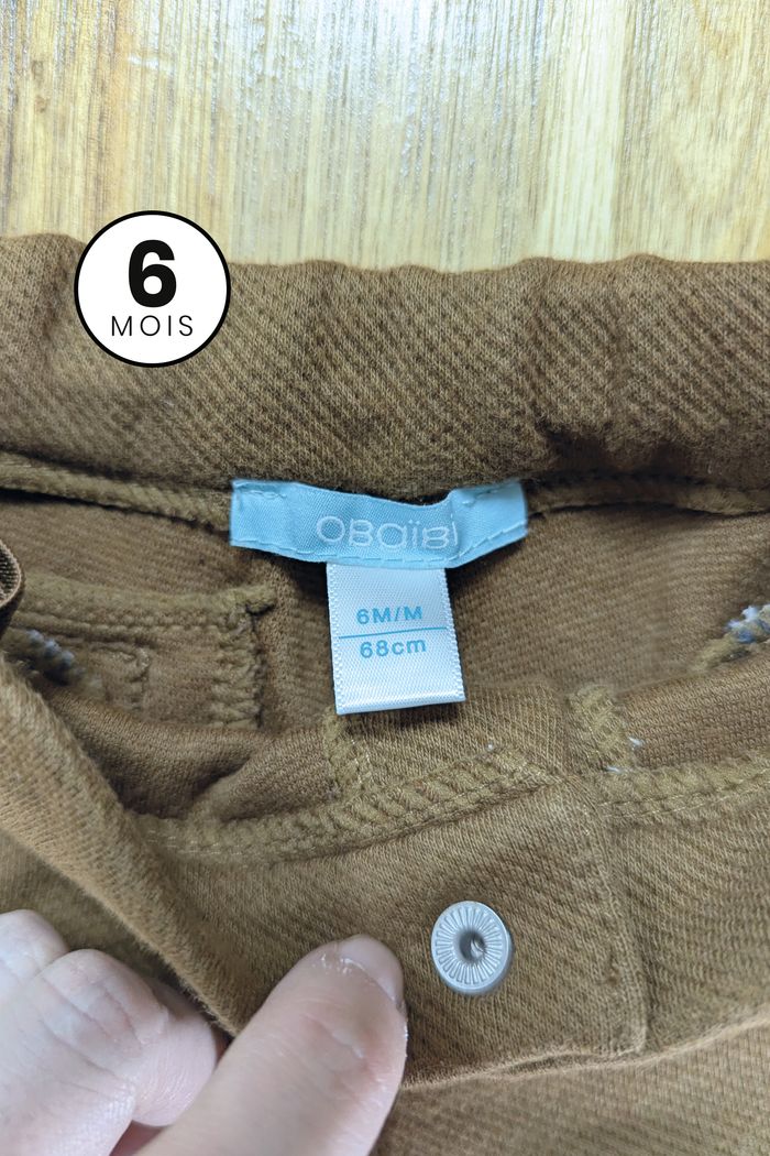 Pantalon marron taille réglable - Obaibi bébé 6 mois - photo numéro 3