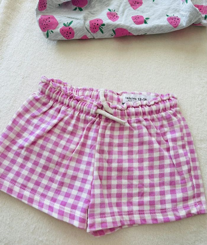 Petit ensemble short rose et tee shirt gris 12/18 mois 86cm - photo numéro 4