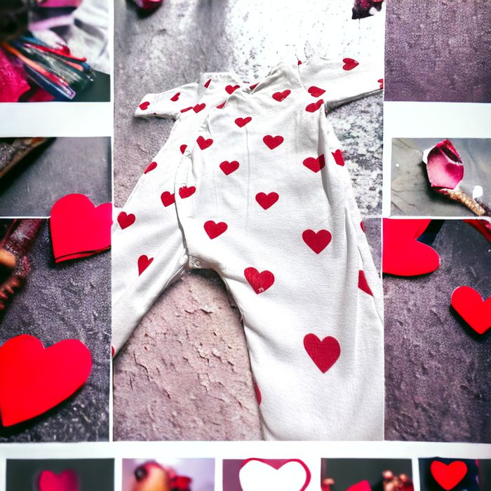 Ensemble 2P combinaison bandana coeurs Petit Bateau 6 mois TBE (19€) - photo numéro 8