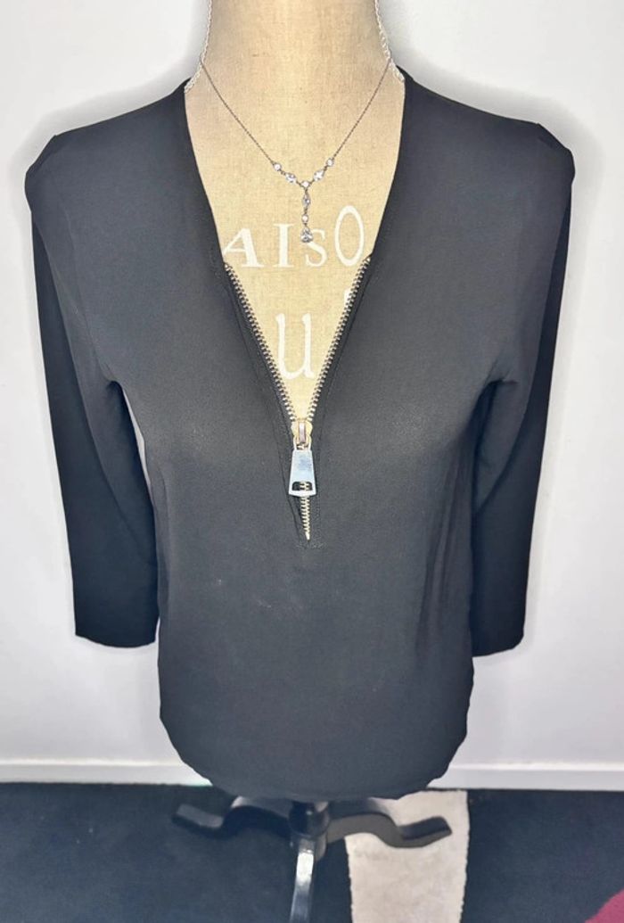 🌸 blouse noire fluide avec fermeture éclaire #rptamar - photo numéro 7