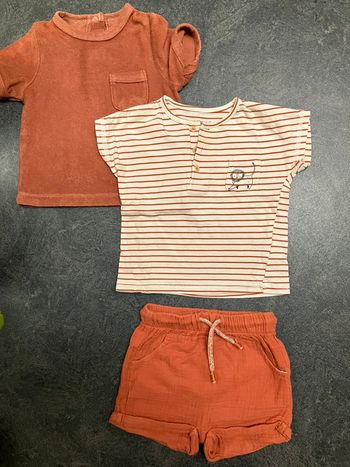 Ensemble 3 pièces été garçon 12mois gaze et éponge