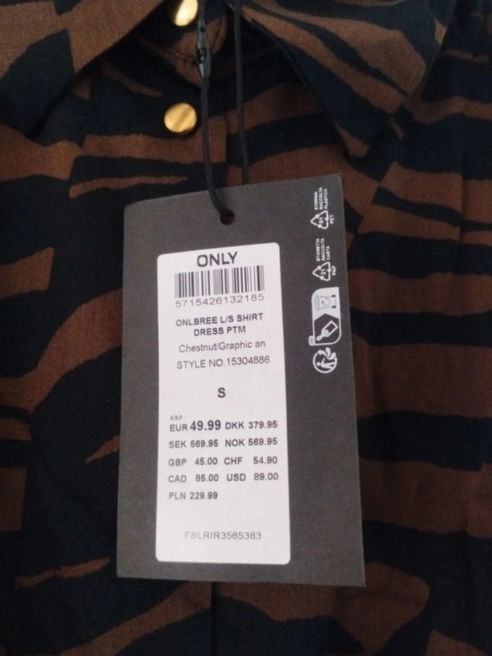 Robe chemise zébrée noir et marron neuve S Only - photo numéro 3