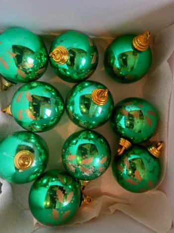 Lot de 10 boules de noël vertes