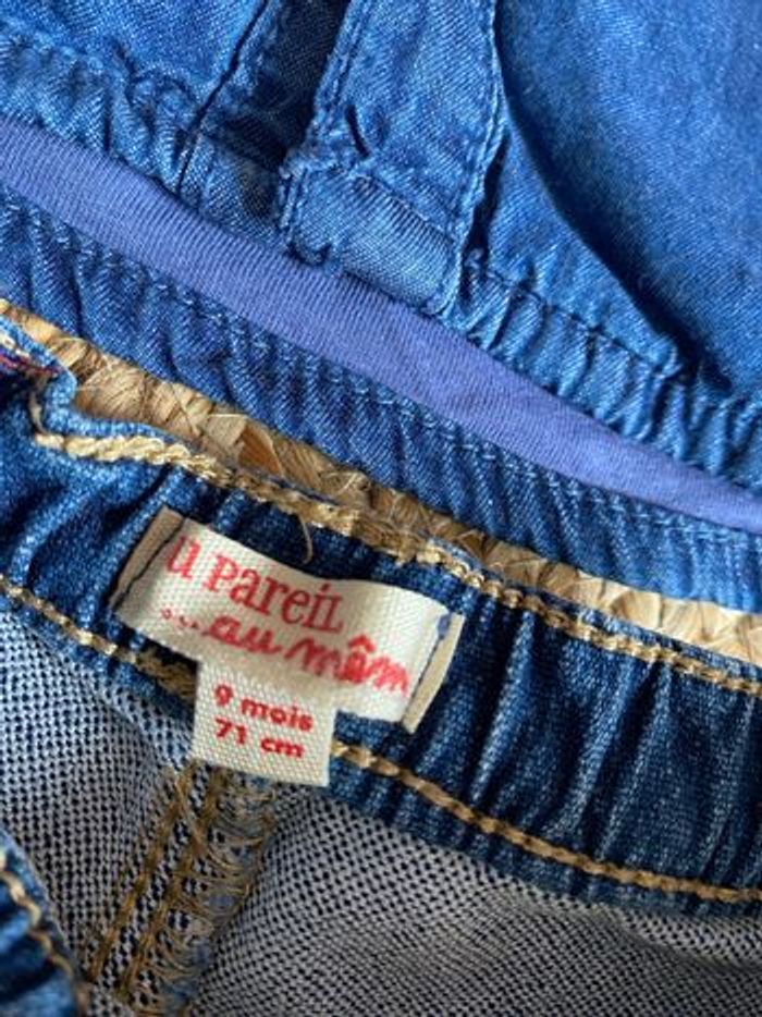 Ensemble pantalon tee shirt et chemise en jean taille 9 mois DPAM - photo numéro 4