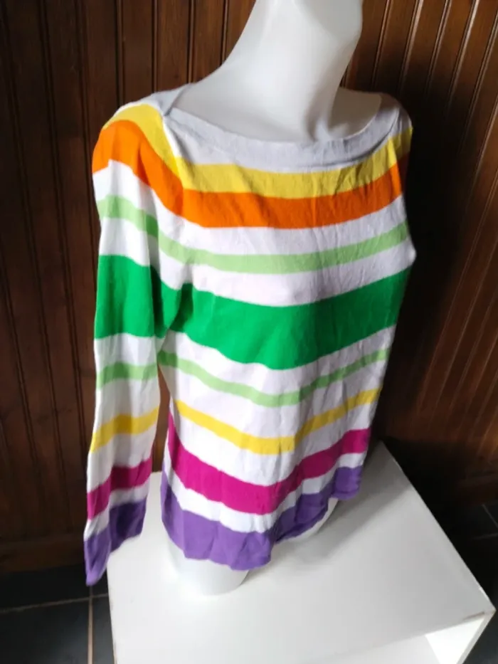Superbe pull rayé de marque Lauren Ralph Lauren femme taille L 40 42 - photo numéro 5