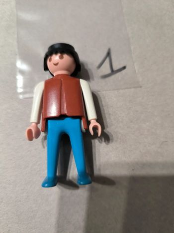 Playmobil vintage personnage bleu marron blanc