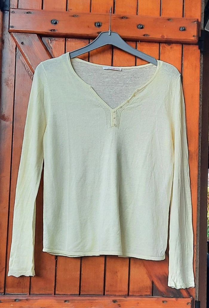 Pull fin jaune paille Camaïeu, taille 40