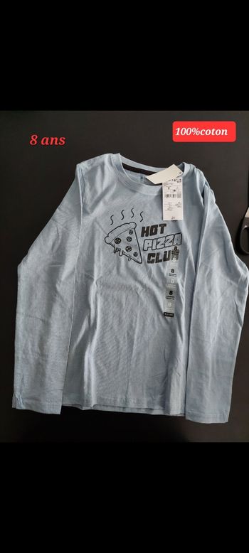 T-shirt motif pizza garçon 8ans