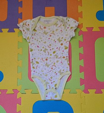 Body manches courtes blanc vert papillon, kitchoun, taille 9 mois (71 cm)