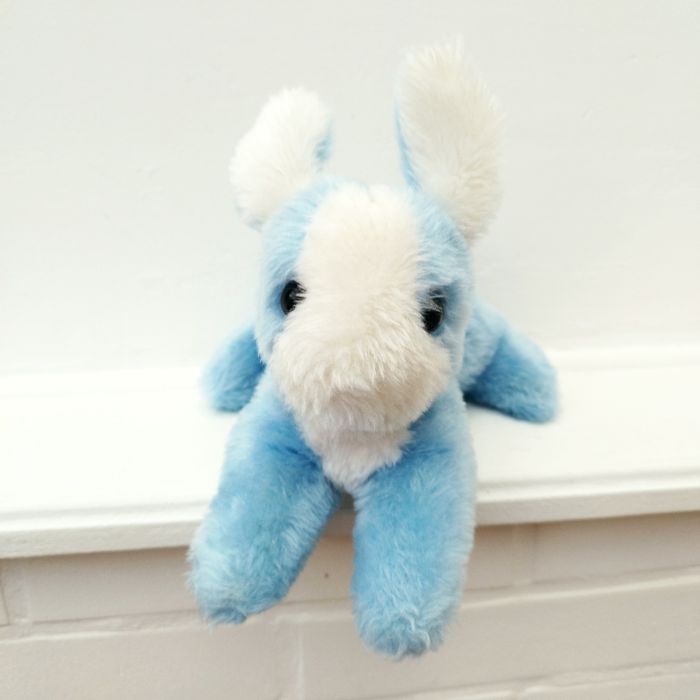 Peluche vintage lapin bleu et blanc Boulgom - photo numéro 3