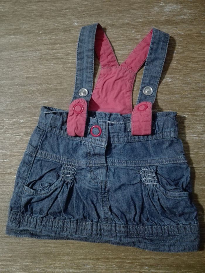 Salopette jupe bretelles amovibles bébé fille tao jean rose 9 mois
