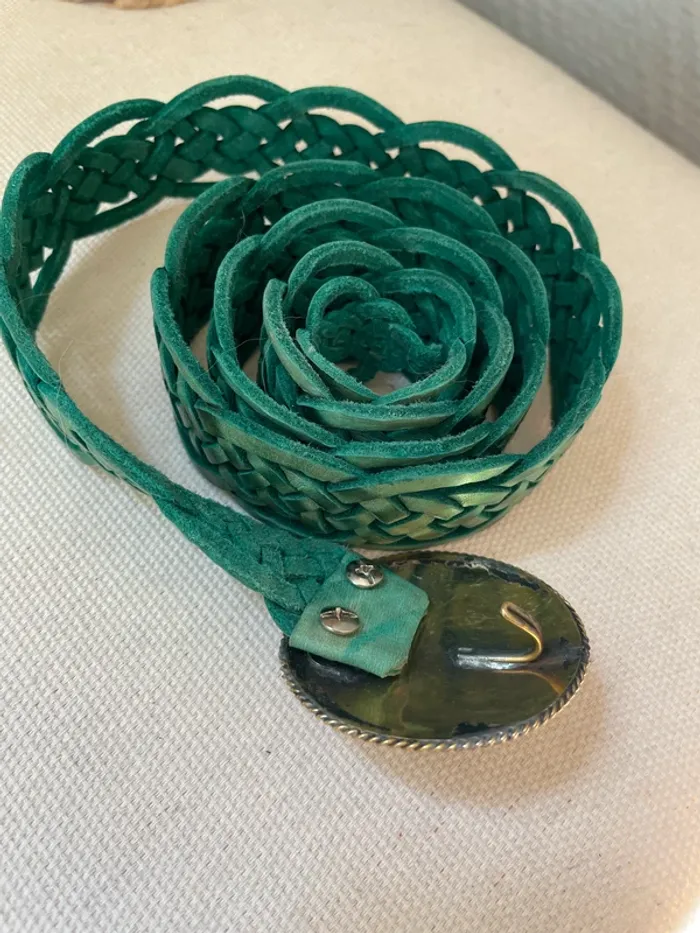 Ceinture verte cuir esprit boheme réglable - photo numéro 6