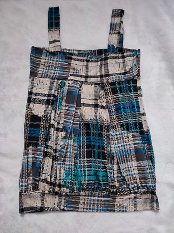 Haut fluide beige marron bleu taille 36