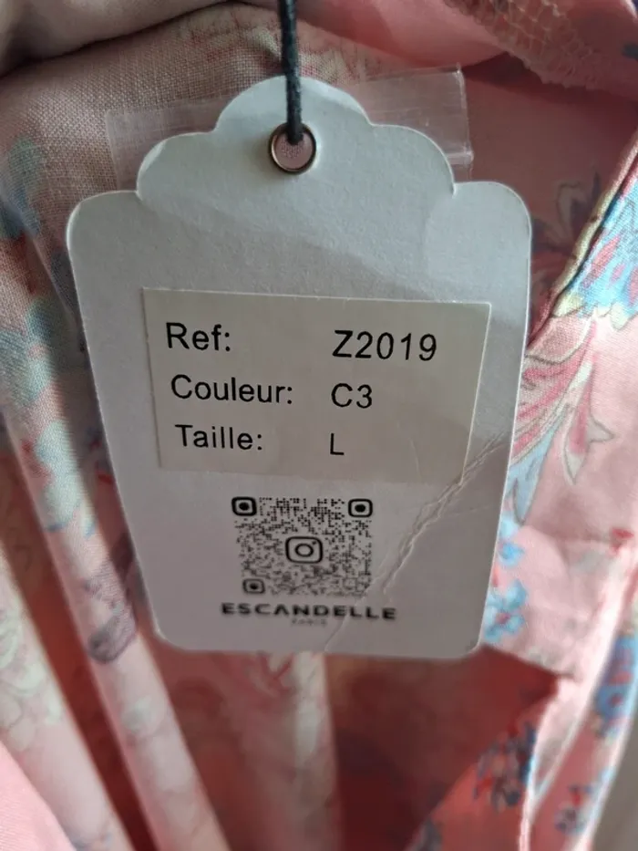 Robe longue rose à motifs Escandelle, neuve, taille L - photo numéro 8