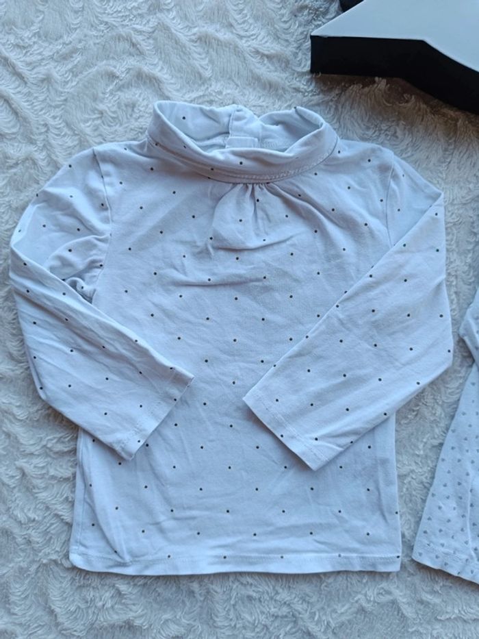 Lot de 2 sous pull col roulé Fille 18 mois cœur pois Kiabi - photo numéro 3