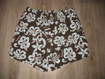 SHORT DE BAIN MARRON A FLEURS "COMPLICES" - TAILLE 4 - n°01