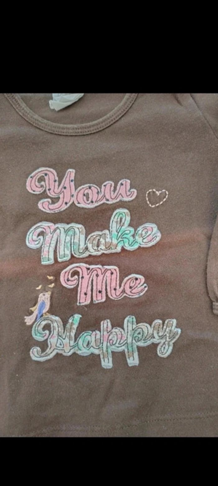 🤎Tee-shirt ML "You make me happy" 6 mois H&M - photo numéro 2