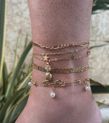 A38 lot de 5 bracelet cheville doré été plage réglable