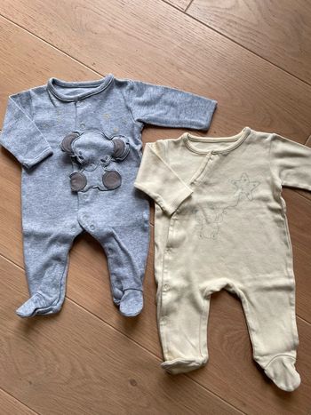 Lot 2 pyjamas 1 pièce coton - Pat et Ripaton - 1mois