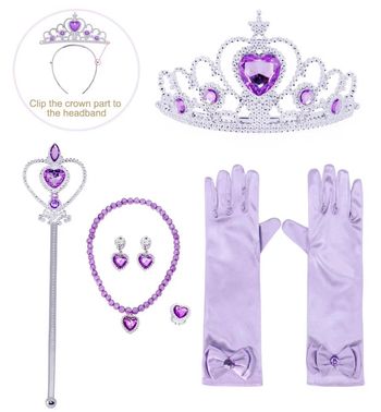 Lot accessoires princesse violet, couronne, baguette, bijoux, gants Taille 3-6ans