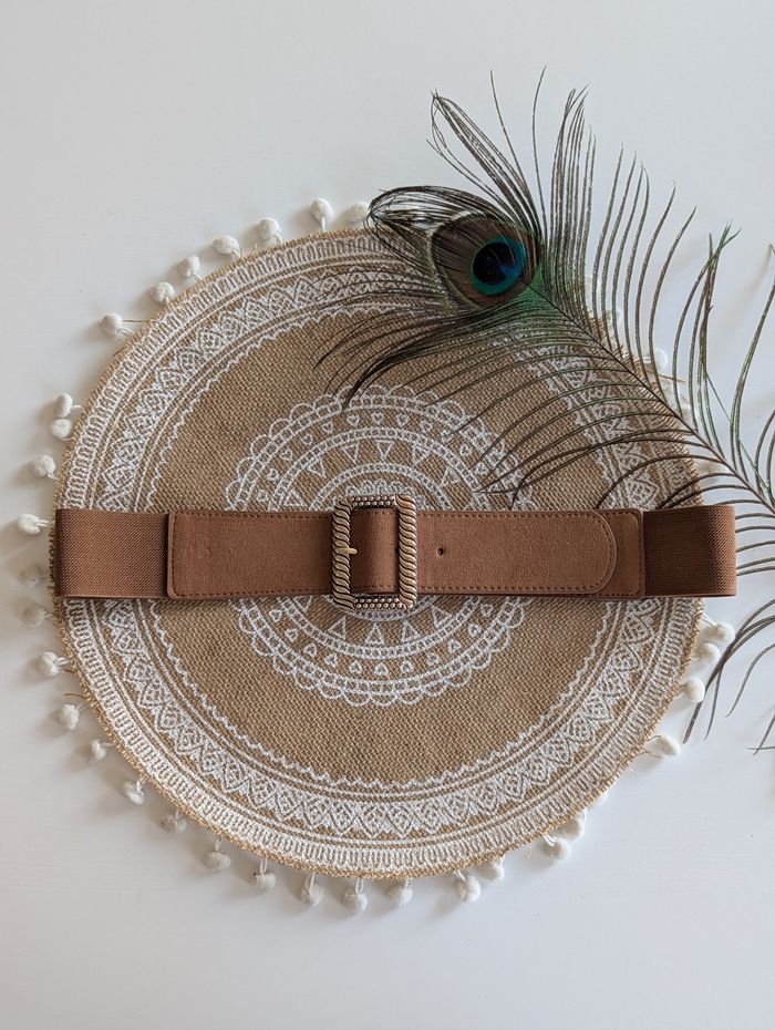 Ceinture élastique Dallas camel et doré