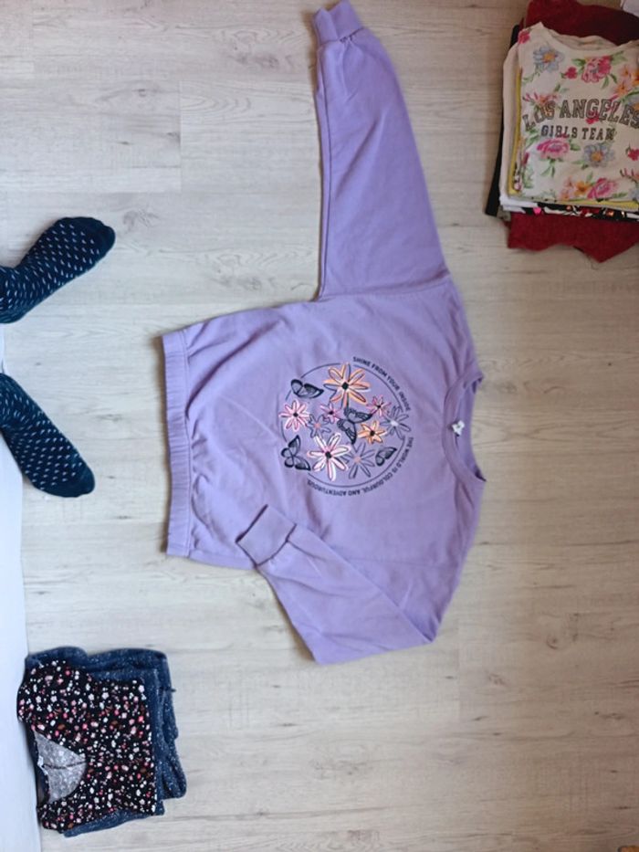 Pull sweat fille 14 ans violet parme papillon tbe