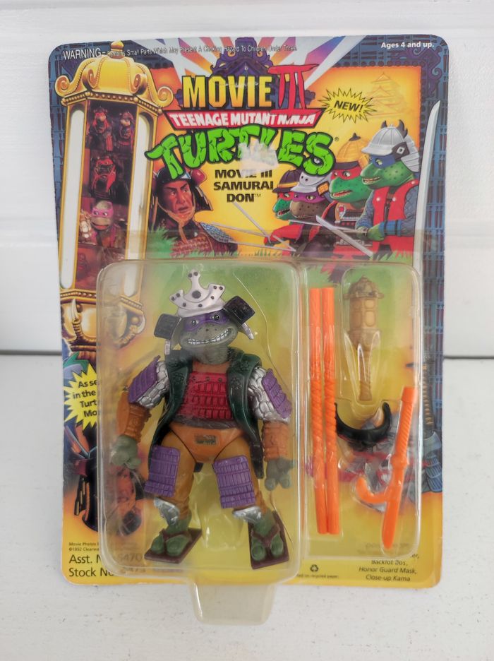 Figurine TMNT tortues ninja turtles teenage mutant Samurai Donatello movie Playmates Toys 1992 neuve sous blister