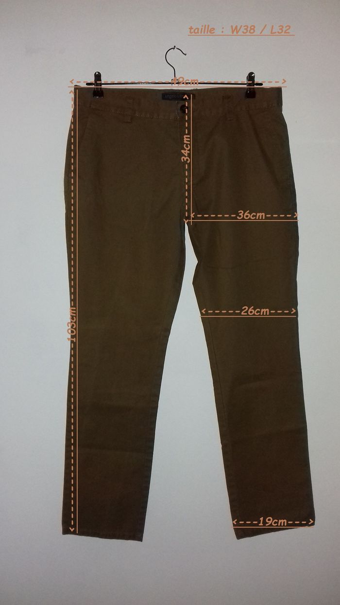 Pantalon Chino régular marron - Angelo Litrico - T. W38/L32 - - photo numéro 10