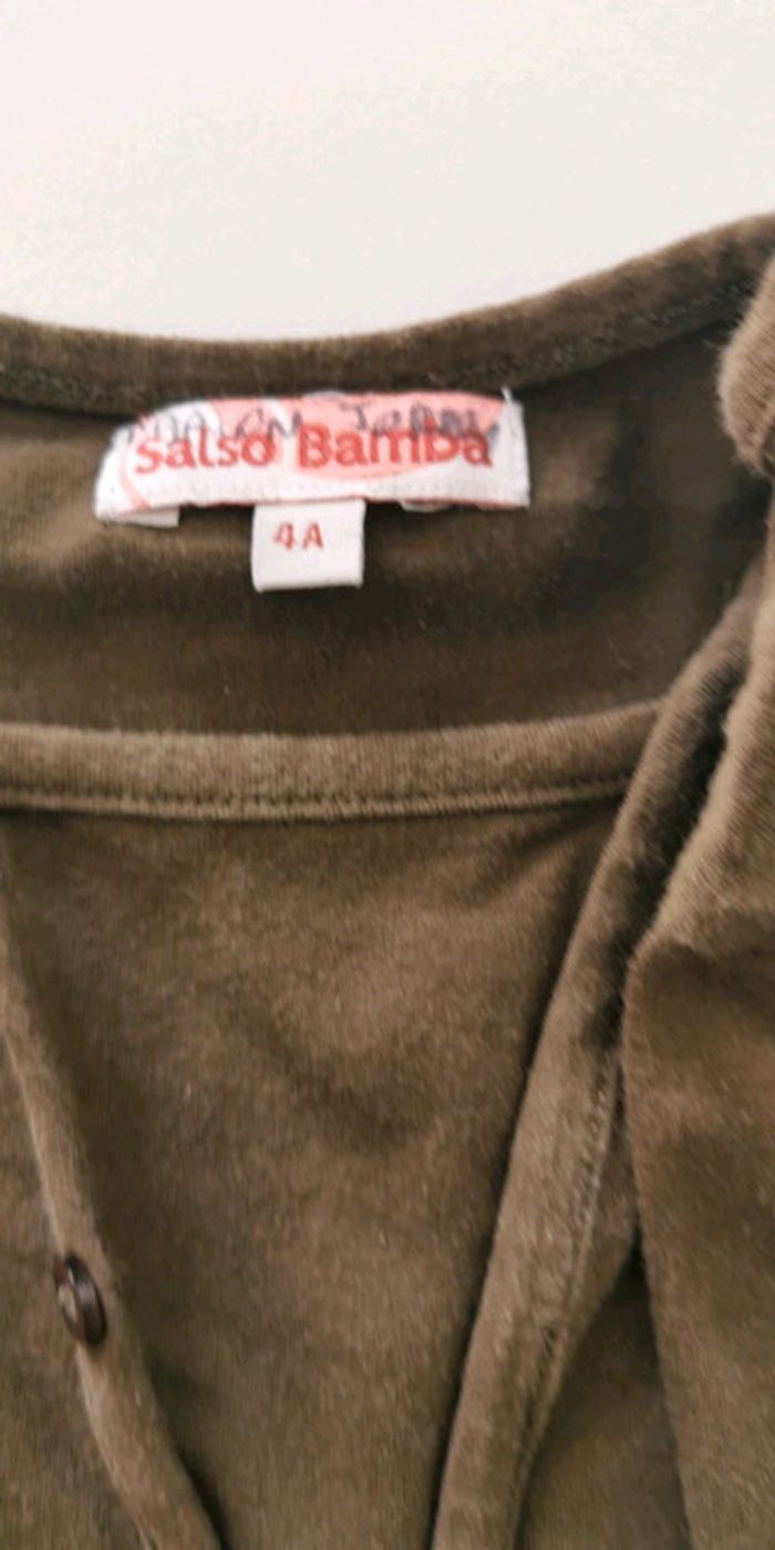 Tee-shirt ML fille 4 ans vert kaki salso Bamba - photo numéro 2