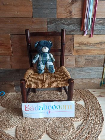 peluche ours bleu nounours grelot vintage