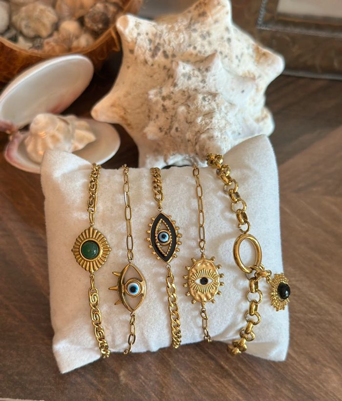 Bracelet divers au choix, doré en acier inoxydable pendentif œil de protection