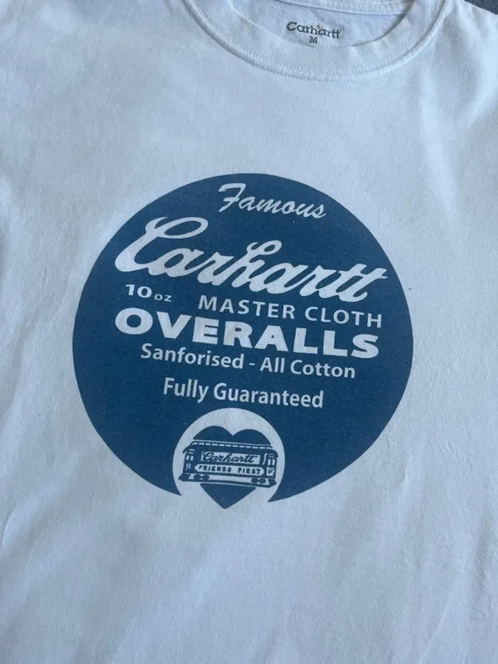 T-shirt Carhartt “Overalls” blanc vintage en Taille M - photo numéro 2