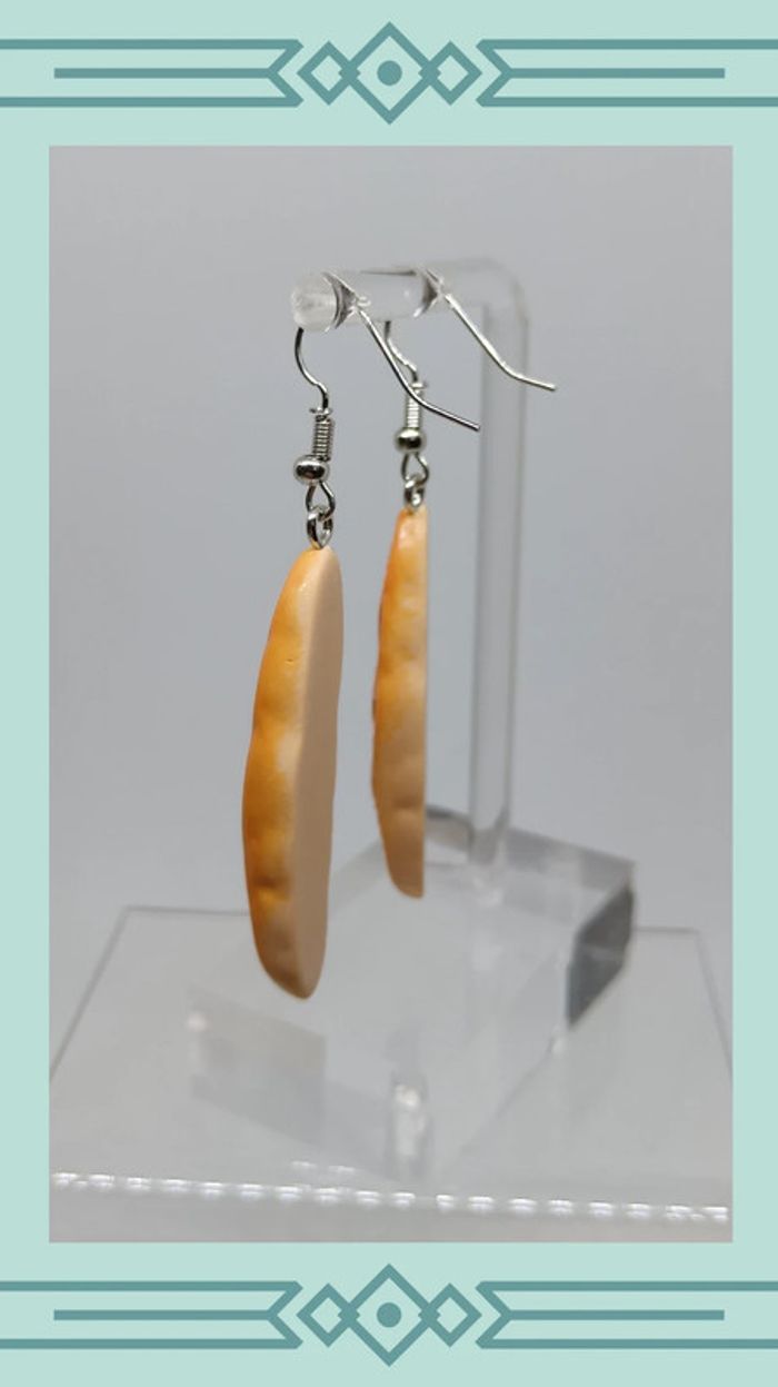 🍄 paire de boucles d'oreilles baguette de pain - photo numéro 3