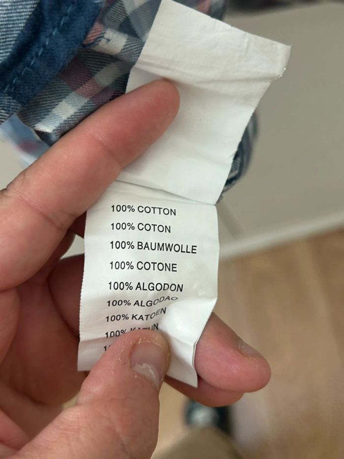 Chemise à carreaux bleu et rose manches longues - kaporal - xl en coton - photo numéro 8