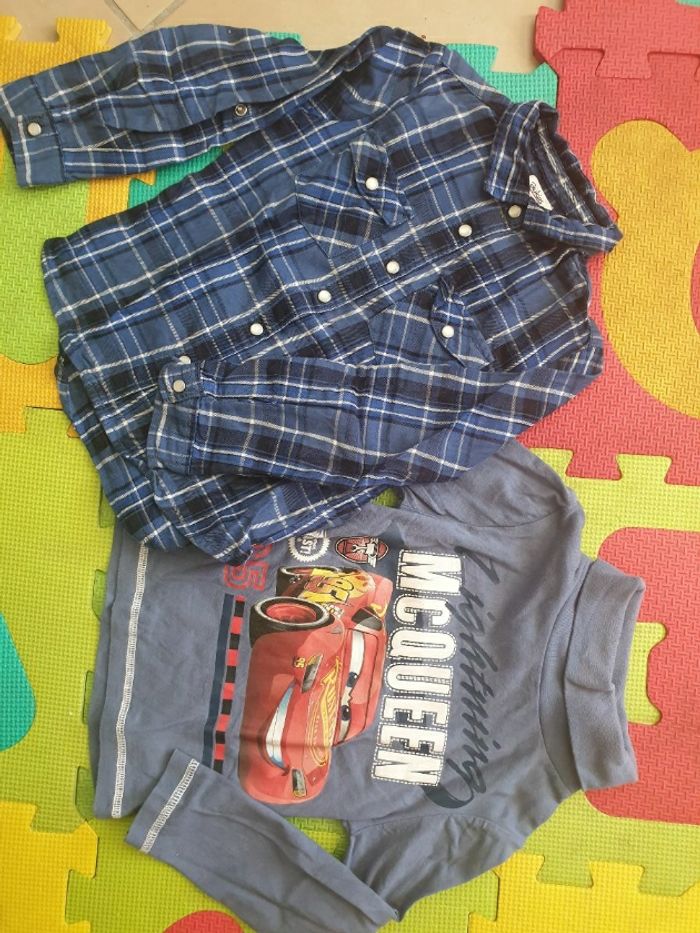 Lot 2 vetements garcon 3 ans hiver 10 pièces chemise, sweat, t-shirts, polos, pulls - photo numéro 5